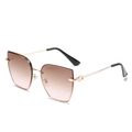 Chic rimless oversized sunglasses with brown gradient lenses and golden metal frames - One Size / Gold Frame Tea Pink Gradient Lens