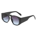 Lunettes de soleil rondes oversize avec monture noire et verres dégradés bleu-violet - Monture Noire Verres Gris Bleu