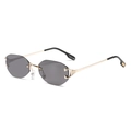 Lunettes de soleil octogonales sans monture avec verres gris et charnières C dorées - Monture Dorée Verres Gris