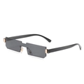 Modern rectangular rimless sunglasses with dark lenses and gold metal accents on white background - Black Frame / Black Lens