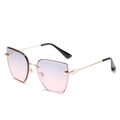Frameless oversized square sunglasses with pink to purple gradient lenses and gold metal frames - One Size / Gold Frame Gradient Blue Pink Lens