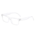 Lunettes de soleil rectangulaires modernes avec monture transparente et charnières argent - Monture Transparente Verres Transparents