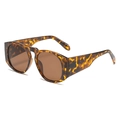 Lunettes de soleil rondes rétro avec monture épaisse en écaille foncée et verres marrons - Monture Léopard / Verres Thé