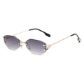 Lunettes de soleil octogonales sans monture avec verres dégradés violets et charnière en C - Monture Dorée Verres Gris Dégradés