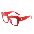 Occhiali cat-eye con montatura rossa oversize e dettagli decorativi in metallo dorato - Tinta Unita Lucida / Montatura Rosso Giuggiola