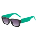 Square sunglasses with black frame, neon green temples and purple gradient lenses - Black Frame Green Temple
