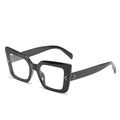 Fashionable black butterfly frame sunglasses with gold dot accents and glossy finish - Black Frame Clear Lens