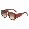 Lunettes de soleil rondes oversize avec monture marron foncé et verres dégradés - Monture Thé Verres Thé Dégradé