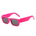 Neon pink square fashion sunglasses with retro thick frame and dark grey lenses - Purple Red Frame Gray Lens
