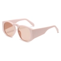 Retro oversized round sunglasses in light pink frames with brown gradient lenses - Pink Frame / Pink Lens