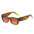 Chic tortoise shell rectangular sunglasses with brown gradient lenses for street style - Leopard Frame Gradient Brown Lens