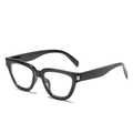 Fashionable thick black resin sunglasses with silver metal hinges and sleek retro design - Black Frame Clear Lens