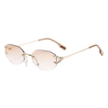 Lunettes de soleil polygonales sans monture avec verres dégradés bruns et branches dorées - Monture Dorée Verre Thé Clair