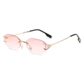 Occhiali da sole poligonali senza montatura con lenti sfumate rosa e montatura in oro - Montatura Oro Lenti Sfumate Rosa