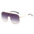 Oversized gold metal square sunglasses with purple gradient lenses for a modern look - Gold Frame Gradient Grey