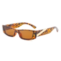 Gafas de sol rectangulares de carey con lentes marrones y detalles de metal dorado chic - Talla única / Montura de Leopardo / Lentes Té