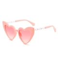 Lunettes de soleil cœur roses avec branches chaînes blanches et verres dégradés - Monture Rose Verre Rose Chaîne Blanche