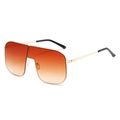 Oversized gold metal square sunglasses with stylish orange gradient lenses and slim frames - Gold Frame Gradient Tea Lens
