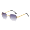 Gafas de sol octogonales sin montura con lentes degradadas moradas y varillas doradas - Octogonal/Sin montura / Marco Dorado Lentes Grises Degradadas