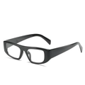 Modische schwarze rechteckige Sonnenbrille mit glänzendem Rahmen auf weißem Grund - Einheitsgröße / Schwarzer Rahmen Klare Gläser