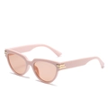 Moderne Katzenaugen-Sonnenbrille mit rosa Rahmen und orangefarbenen Gläsern - Rosa Rahmen / Rosa Gläser