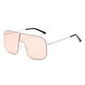 Occhiali da sole squadrati in metallo argento con lenti rosa arancio in stile moderno - Montatura Argento Lente Rosa