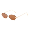Modische randlose Sonnenbrille mit goldenen Bügeln und braunen Gläsern mit Strasssteinen - Neuer Stil / Goldener Rahmen Tee Gläser