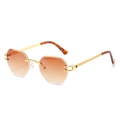 Gafas de sol sin montura con lentes degradadas naranjas y patillas doradas texturizadas - Octogonal/Sin montura / Montura Dorada Lente Marrón Degradada