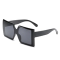Classic oversized square sunglasses in glossy black finish with dark grey tinted lenses - Black Frame / Black Lens