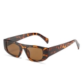 Schicke quadratische Sonnenbrille mit Schildpatt-Rahmen und braunen Gläsern - Einheitsgröße / Leoparden-Rahmen / Teebraune Gläser