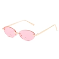 Randlose ovale Y2K-Sonnenbrille mit rosa Gläsern, Goldrahmen und Diamant-Akzenten - Neuer Stil / Goldener Rahmen Rosa Gläser