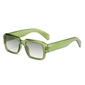 Retro translucent green polygonal sunglasses with gradient lenses in a 45-degree side view - Olive Green Frame Green Lens