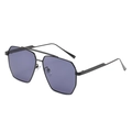 Modische Doppelsteg-Sonnenbrille mit schwarzem Metallrahmen und lila Gläsern - Schwarzer Rahmen Graue Gläser