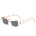 Modische quadratische Sonnenbrille mit transparentem Rahmen in Champagner und grauen Gläsern - Einheitsgröße / Champagner Rahmen Graue Linsen