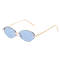 Randlose Sonnenbrille in Tränenform mit hellblauen Gläsern und funkelnden Diamantakzenten - Neuer Stil / Goldener Rahmen Blaue Gläser