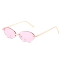 Randlose Sonnenbrille in Rosa mit funkelnden Diamanten und goldenen Metallbügeln im Y2K-Stil - Neuer Stil / Goldrahmen Lila Gläser