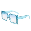 Oversized square sunglasses with light blue transparent frame and gradient blue lenses - Blue Frame / Blue Lens