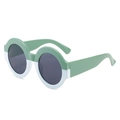 Round oversized sunglasses for women in green and white dual-tone frames with grey lenses - Top Green Bottom White Frame Grey Lens
