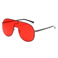 Lunettes de soleil oversize sans monture avec verres rouges et cadre métallique noir - Nouveau Style / Monture Noire Verres Lie-de-vin