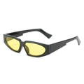 Gafas de sol retro con montura negra gruesa y lentes de color amarillo brillante - Montura Negra Lentes Amarillas
