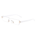 Minimalist rimless rectangular sunglasses with transparent lenses and white temples - New Style / Standard (incl. 13% VAT) White Frame Clear Lens