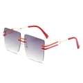 Oversized rimless square sunglasses with purple gradient lenses and red gold frame - Gold Red Frame Grey Gradient Lenses