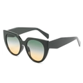 Fashionable oversized cat eye sunglasses with black frames and gradient tinted lenses - Black Frame Green Yellow Lens