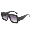 Retro Übergroße quadratische Sonnenbrille mit dickem schwarzem Rahmen und lila Gläsern - Schwarzer Rahmen Doppelt Graue Linse