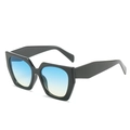 Chic black oversized geometric sunglasses with unique blue-yellow gradient lenses - Black Frame Gradient Blue