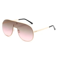 Lunettes de soleil oversize sans monture avec cadre doré et verres dégradés roses - Nouveau Style / Monture Dorée Verre Dégradé Thé Rose