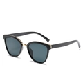 Occhiali da sole cat-eye rétro con montatura nera, lenti grigie e dettagli in oro - Montatura Nera Tutto Grigio