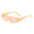 Trendy triangle narrow sunglasses with peach frame and light pink tinted lenses - New Style / Standard (Incl. 13% VAT) Orange Frame Pink Lenses