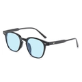 Fashionable thick black frame sunglasses featuring light blue ocean-tinted lenses - Black Frame Ocean Blue Lens