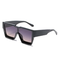 Square oversized sunglasses with black frame and purple-orange gradient lenses - Black Frame Double Gray Lens